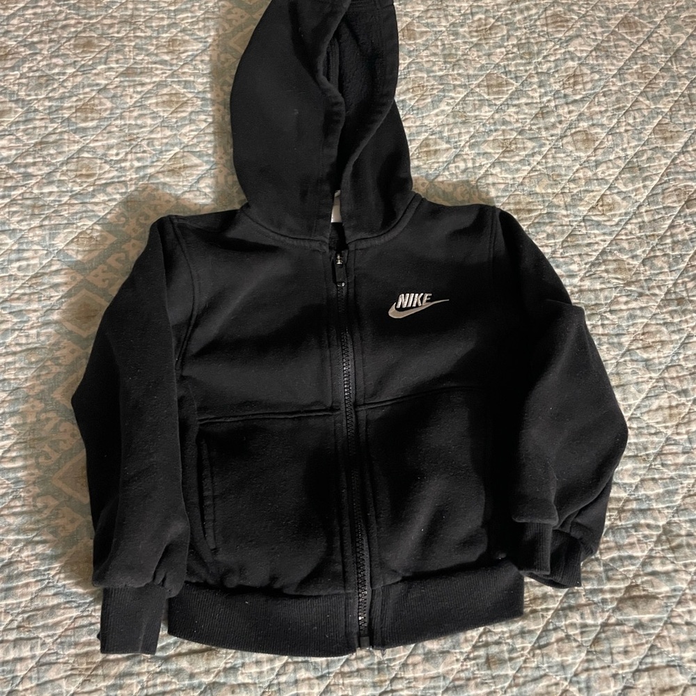 Nike Black Zip-Up Hoodie with Attached Hood